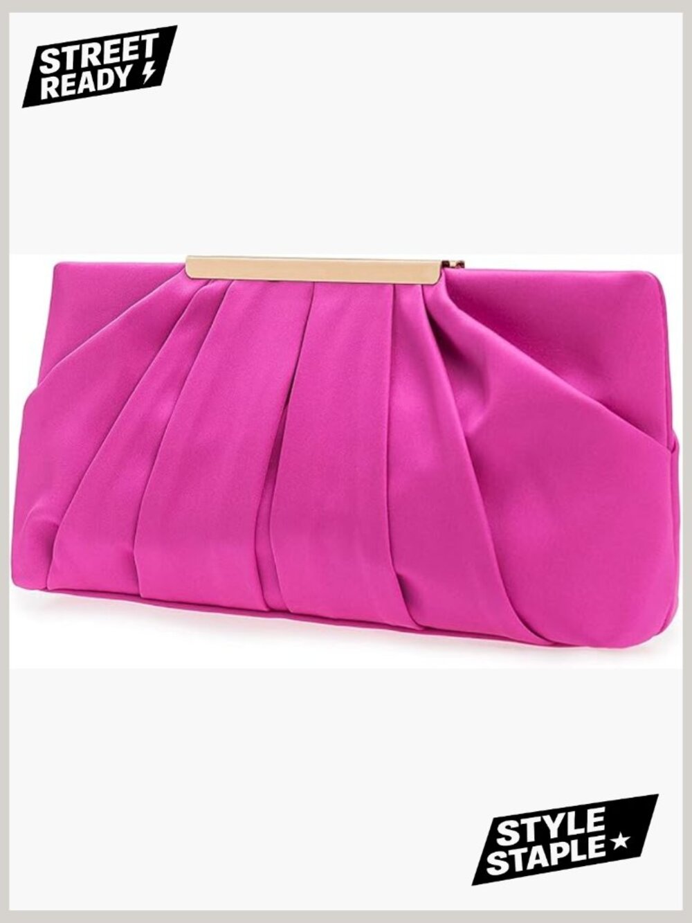 Elegant Pleated Satin Clutch Evening Bag Formal Handbag Crossbody